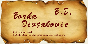Borka Divjaković vizit kartica